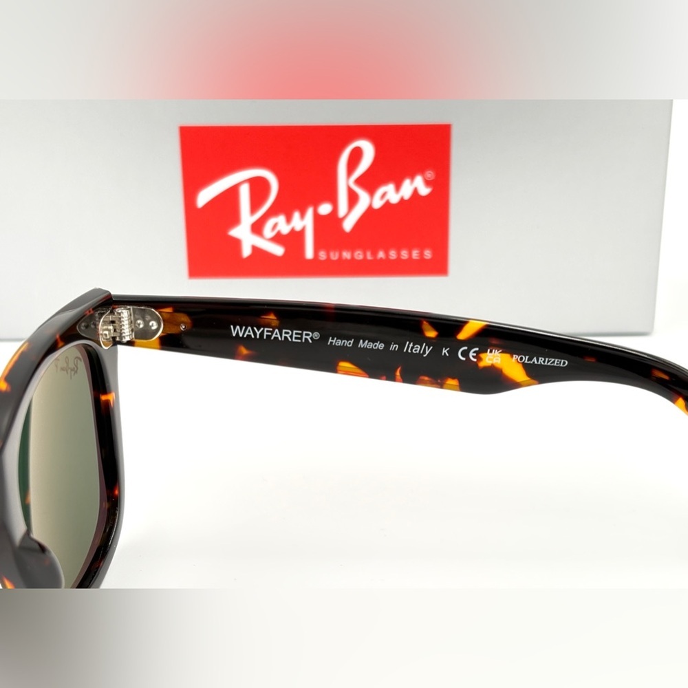 Polarized Ray Ban Tortoise Frame G-15 Glass Lens Wayfarer RB2140  50-22-150 - Picture 3 of 6